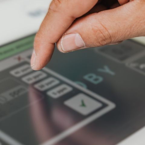 Touchscreen finger touching touchdisplay