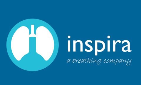 Schriftzug inspira a breathing company mit Logo, welches eine Lunge zeigt